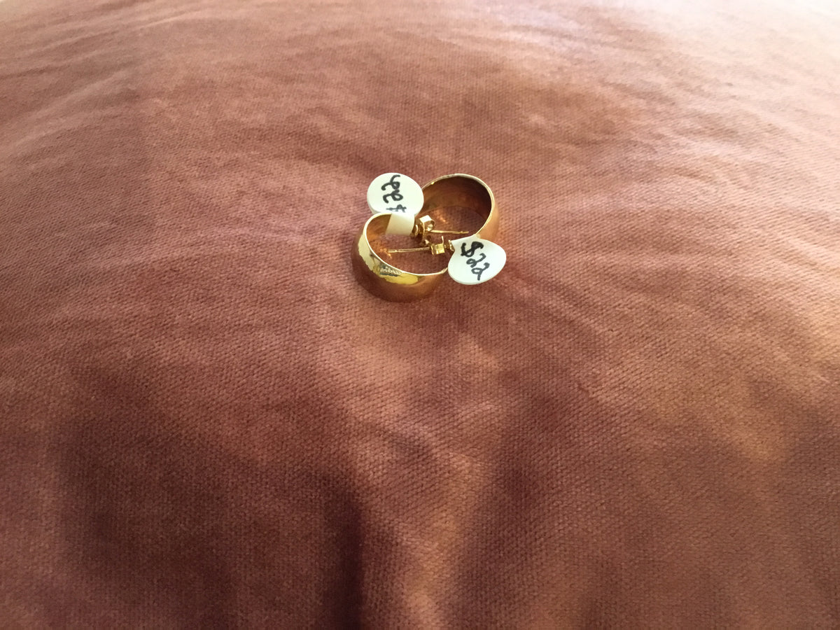 Splendid Iris Flat Crescent gold earring