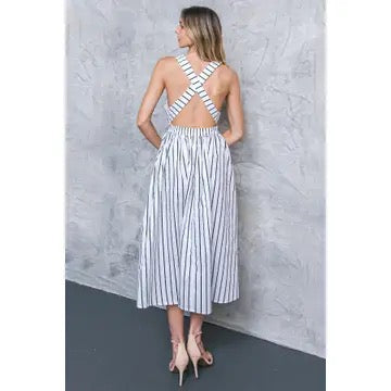 Flying Tomato striped poplin dress