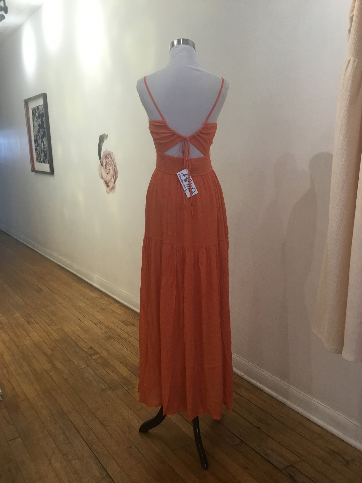 Moon River Orange Maxi Dress