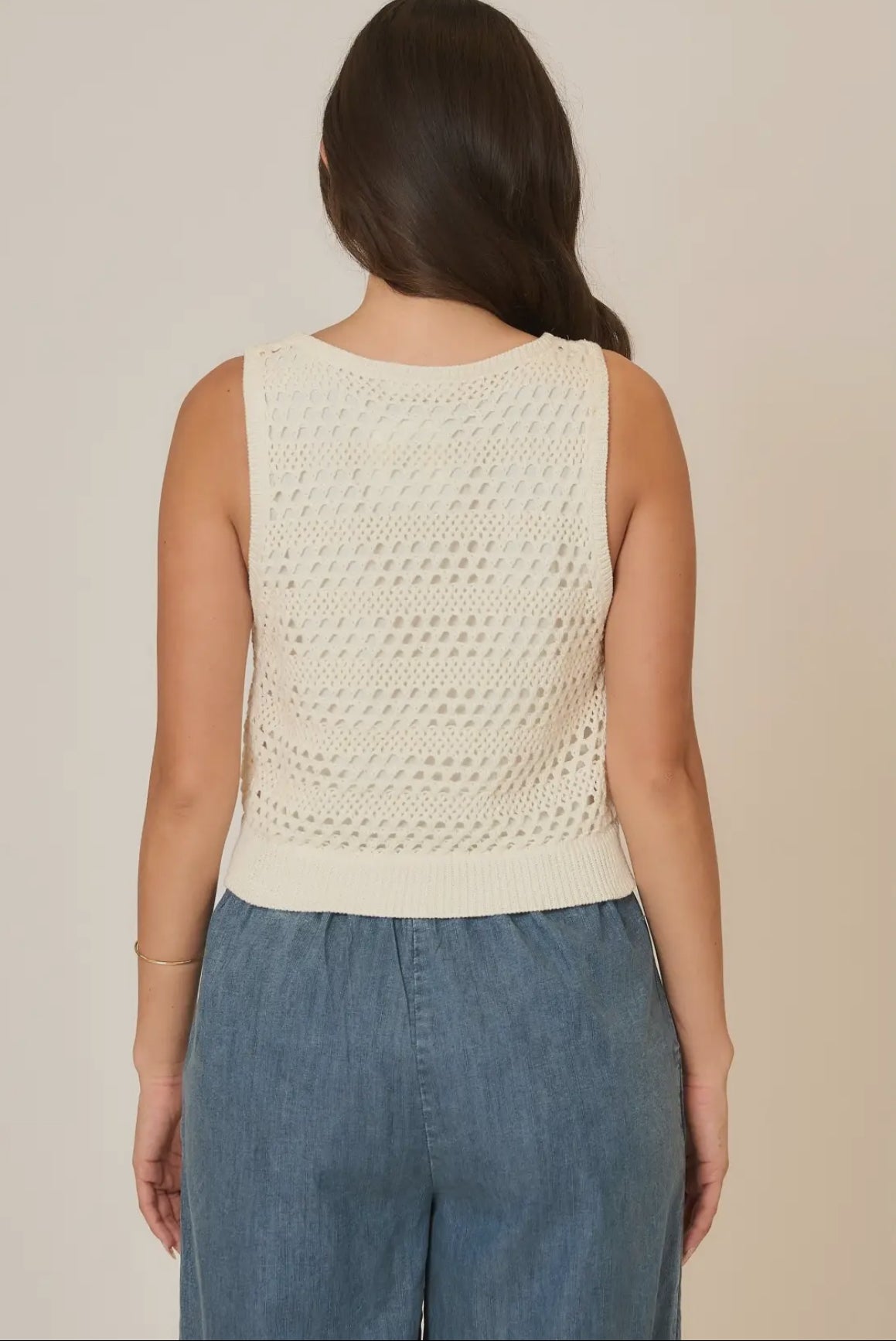 Gilli Cream Open Knit Top