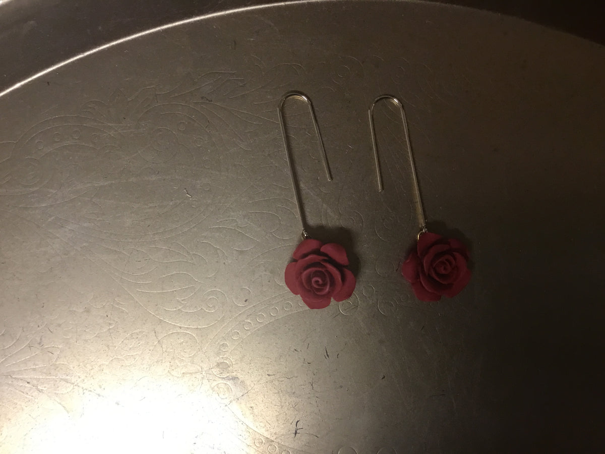 KDM Jewelry Red Rose Earrings