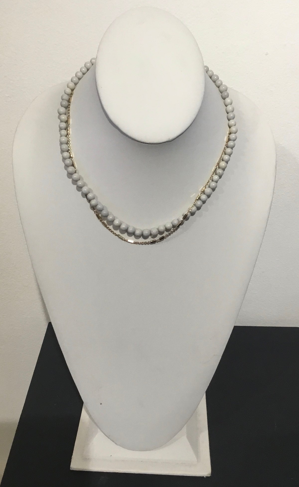 Stacked beaded and chain necklace