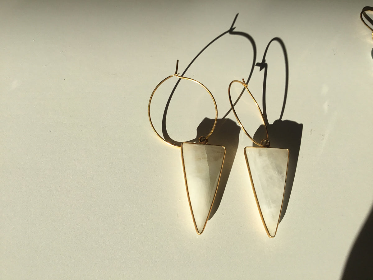 KDM Triangle Moonstone hoops