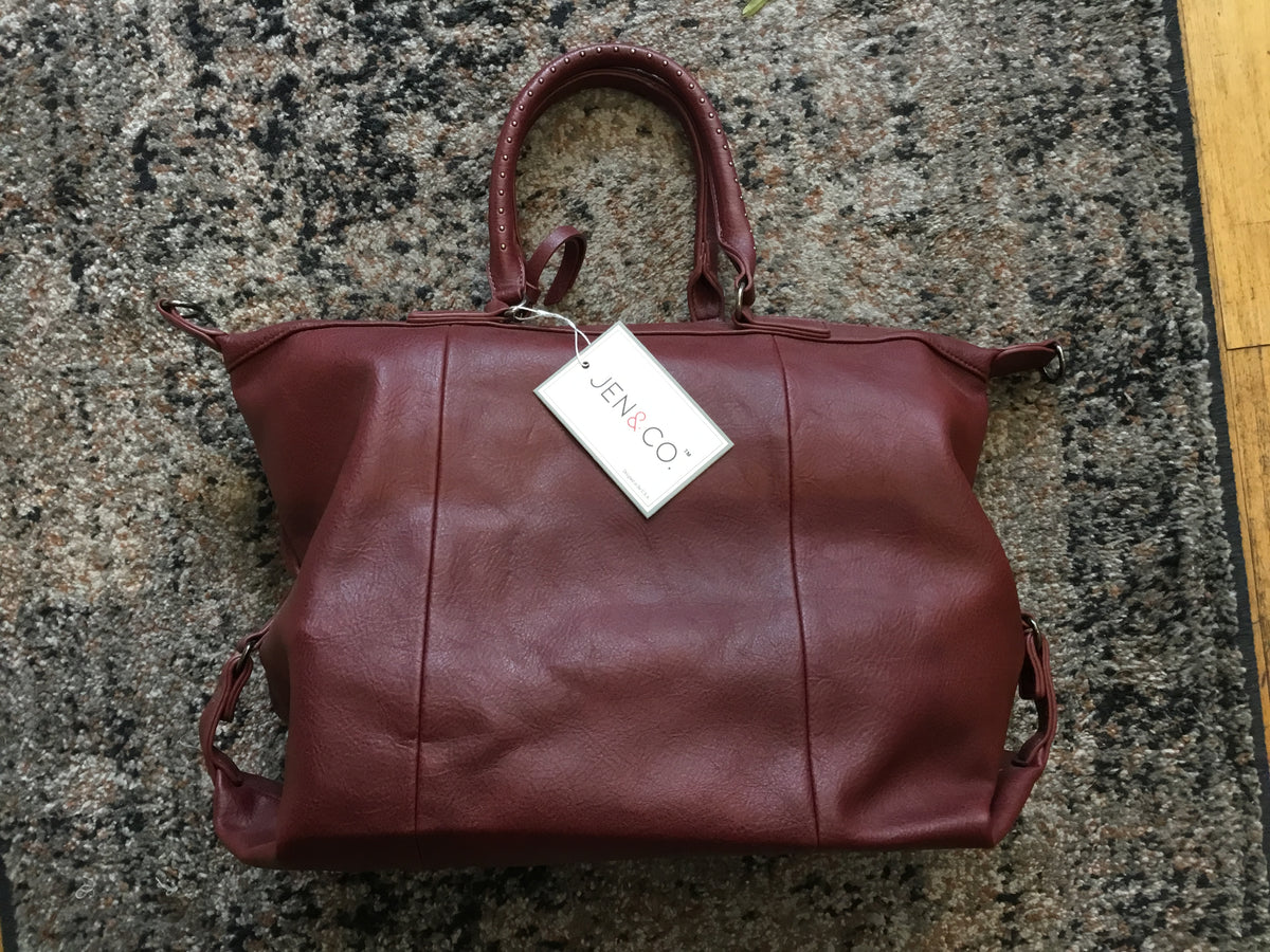 Jen & Co Burgundy Vegan Leather Tote