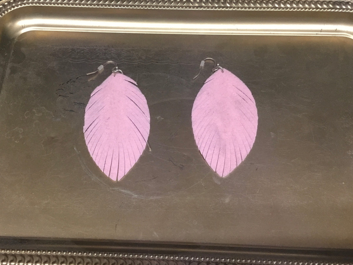 Pink leaf earrings