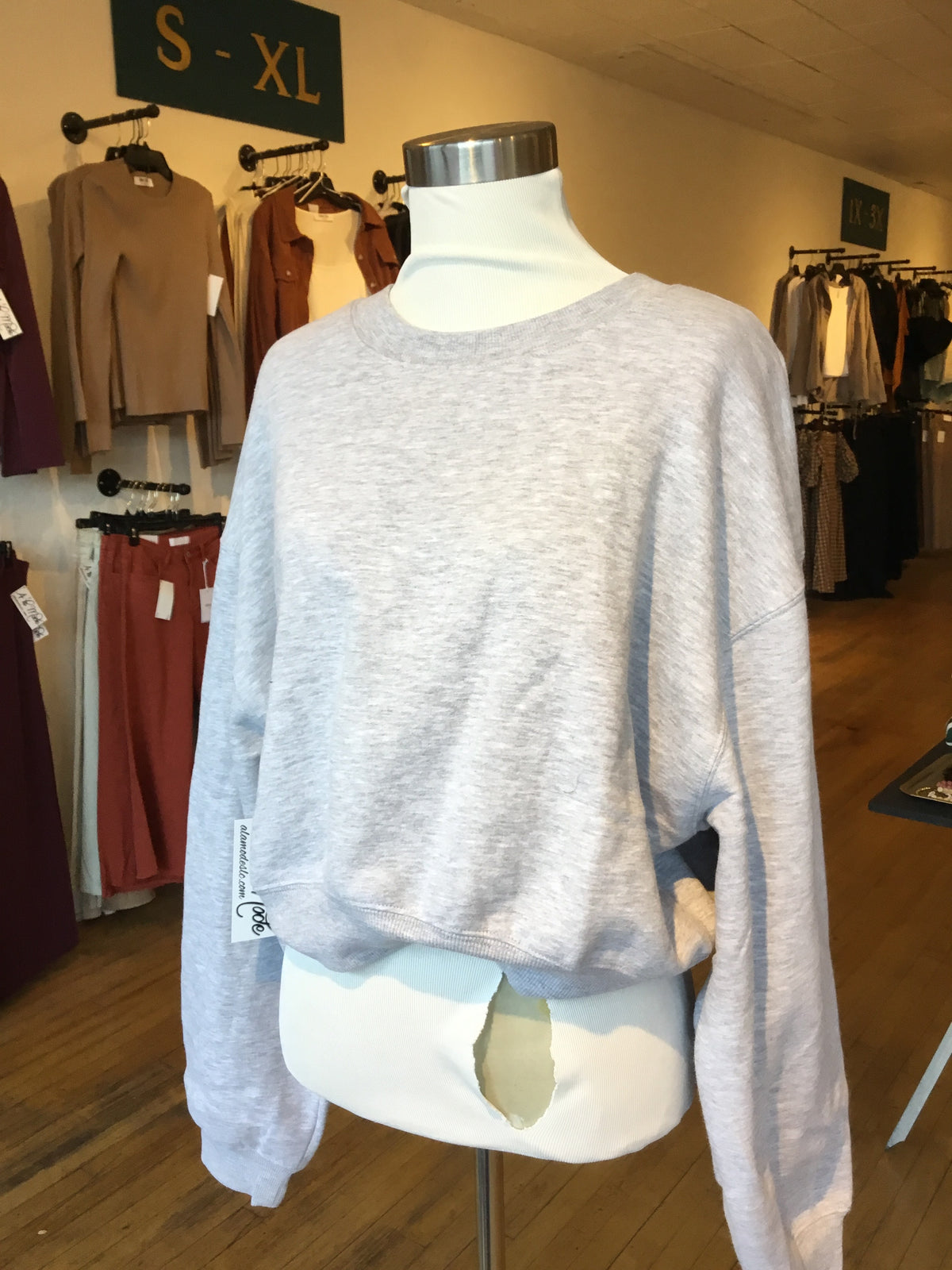 Double Zero Heather Gray Cropped Hoodie