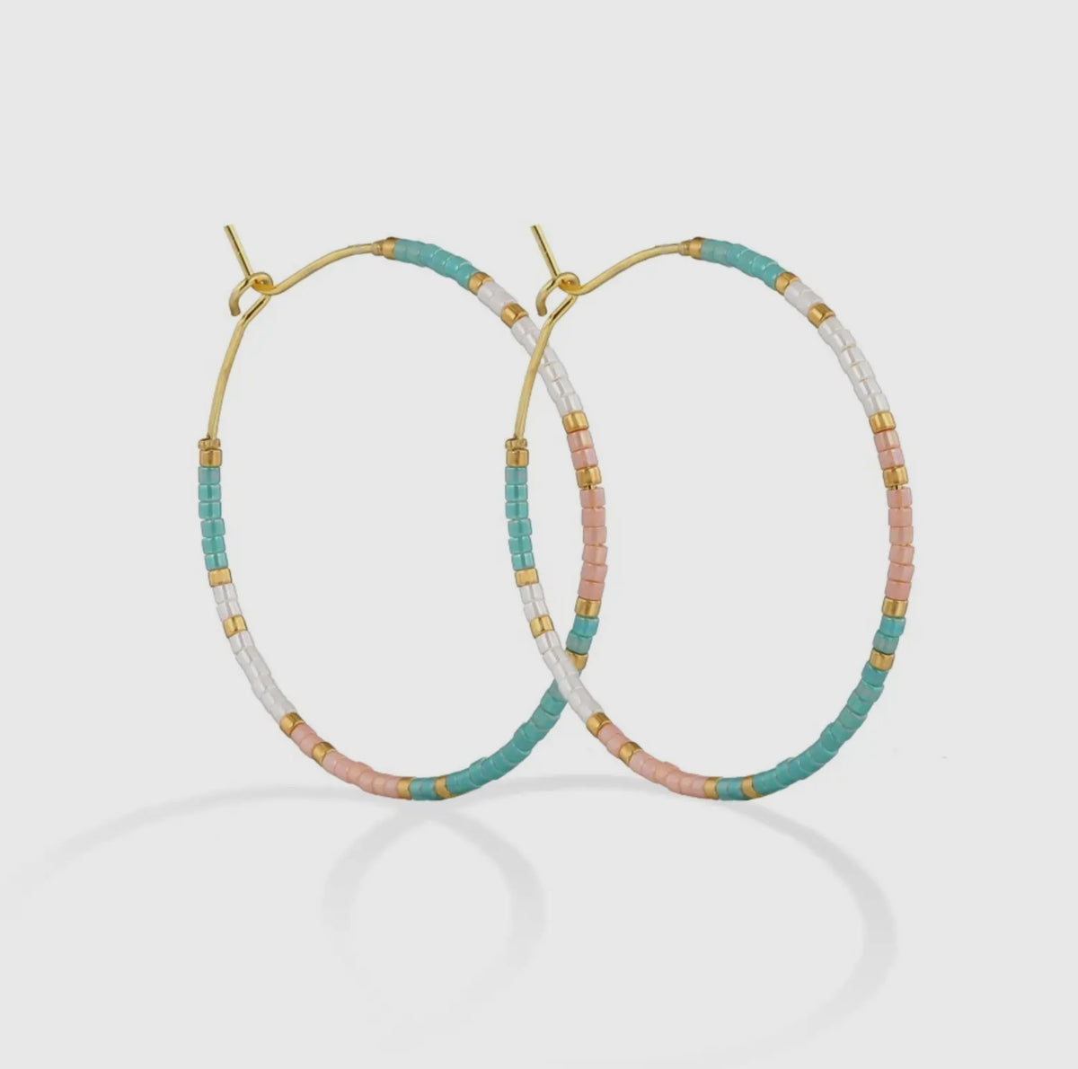 Splendid Iris Beaded Hoop Earrings