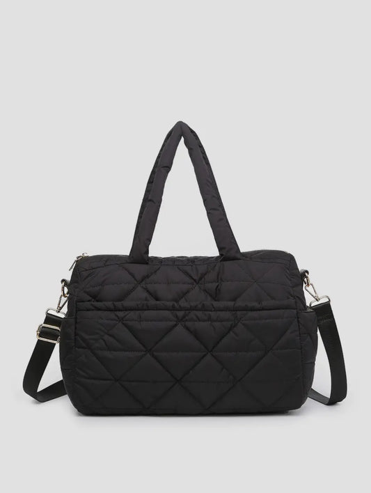 Jen & Co Black Quilted Duffel Bag