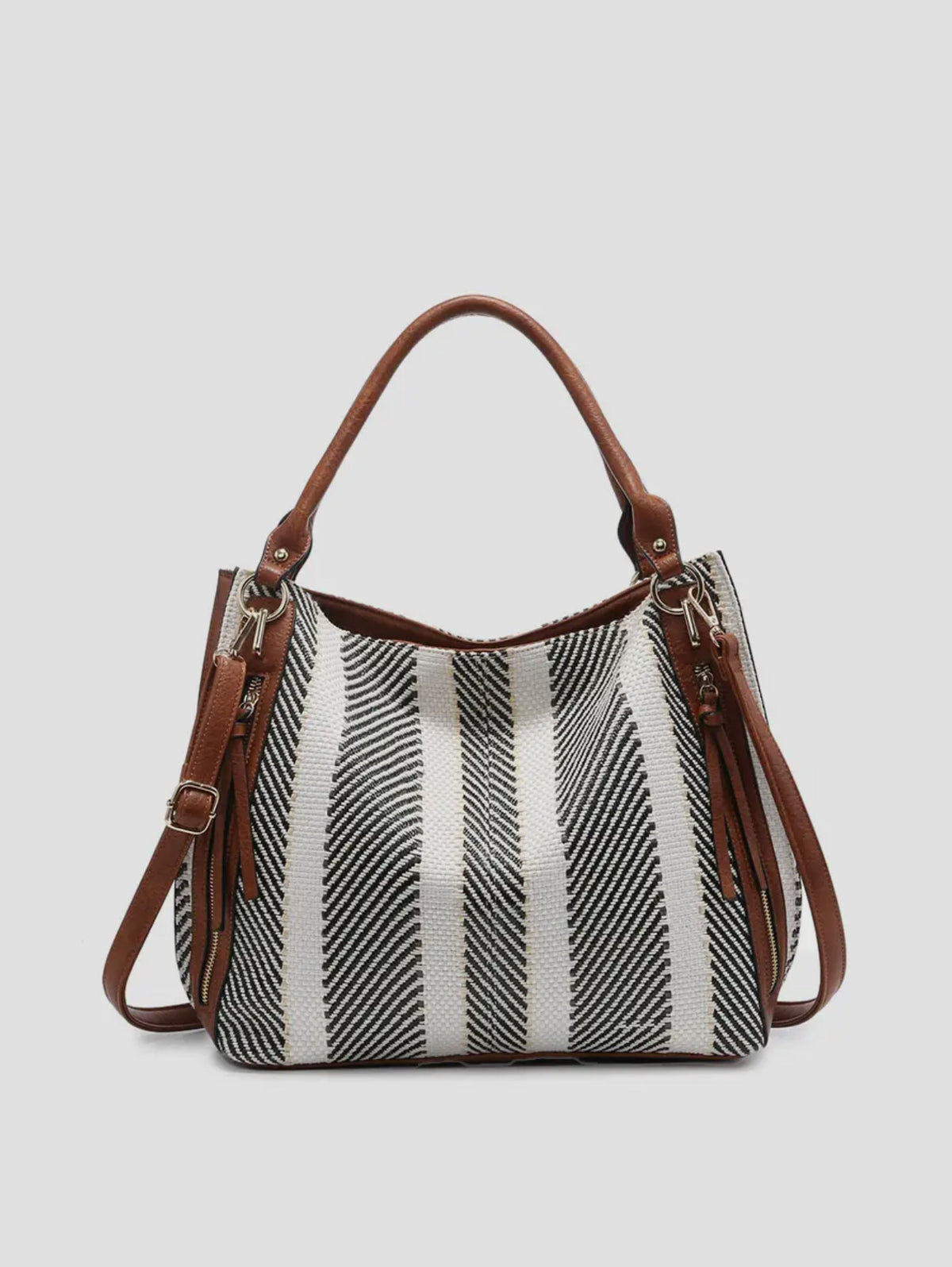 Jen & Co Striped Tote in Neutral Tones