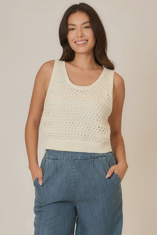 Gilli Cream Open Knit Top