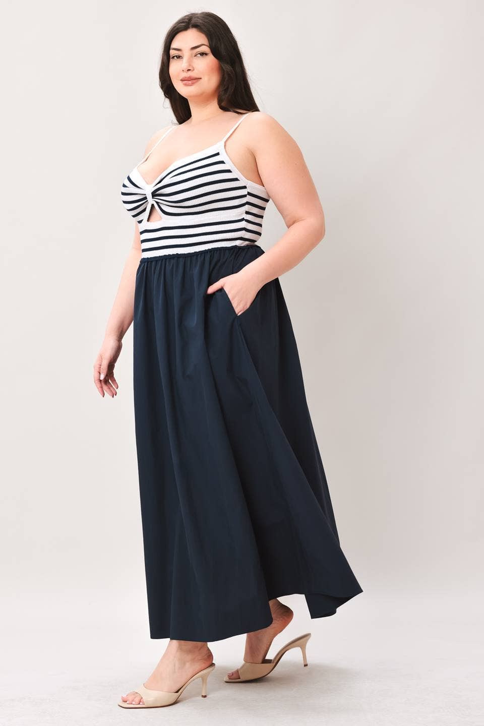 A midi dress featuring sweater knit top - FD1922-P