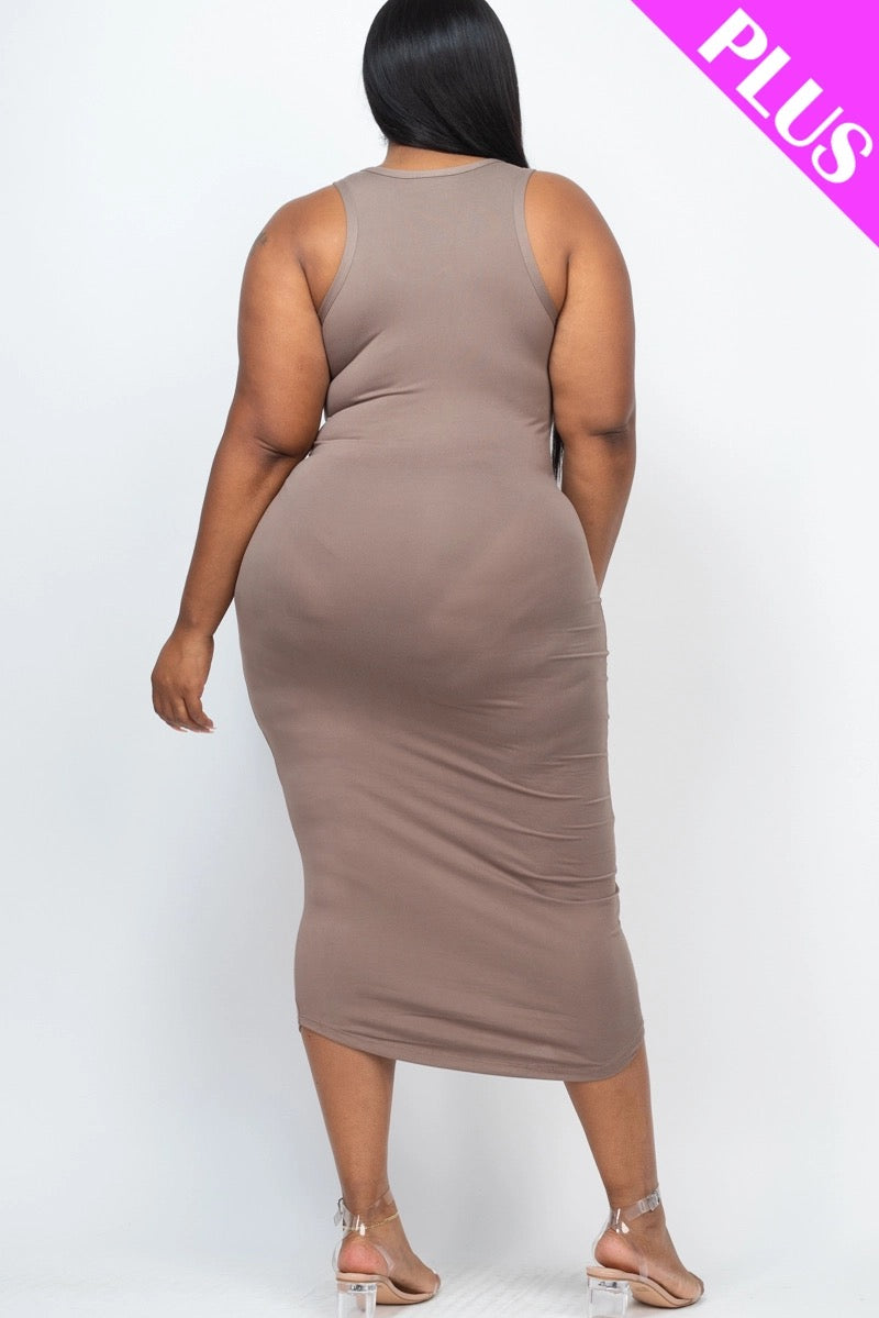 Capella split neck tank midi dress