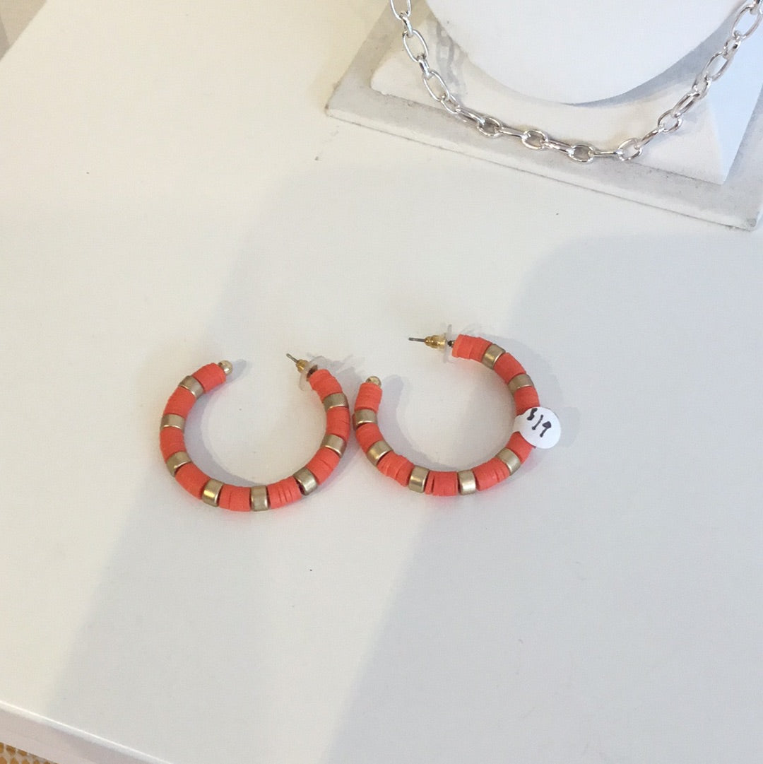 Orange hoop earrings