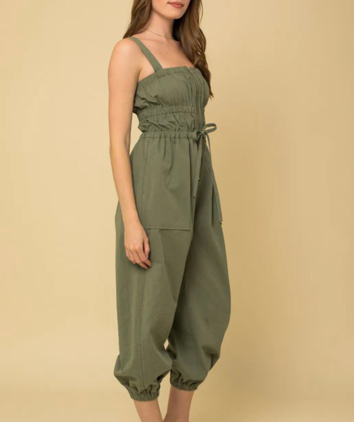 Gilli Ruched Elastic Front Zipper suit