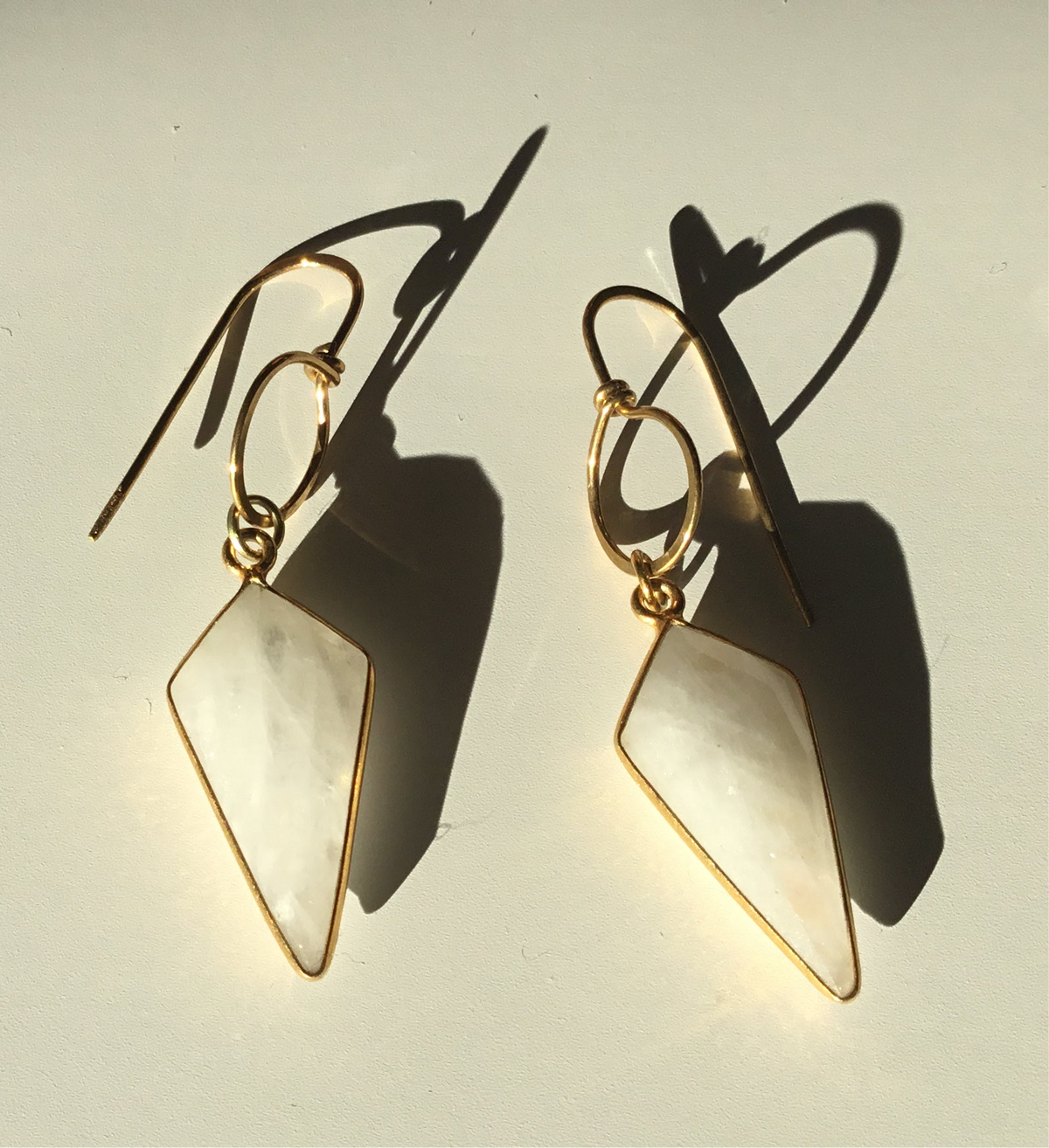 KDM Coffin Shaped Moonstone earrings