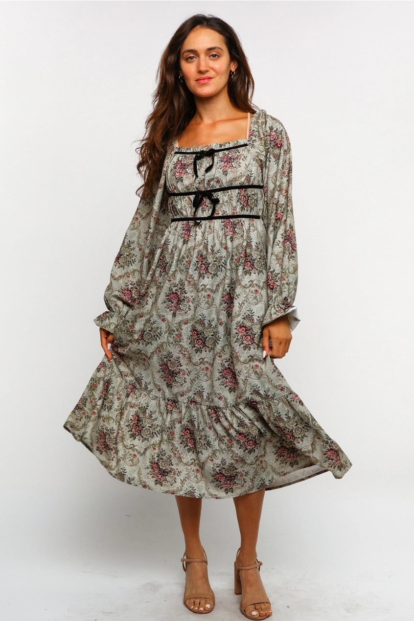 Kori America sage green floral dress