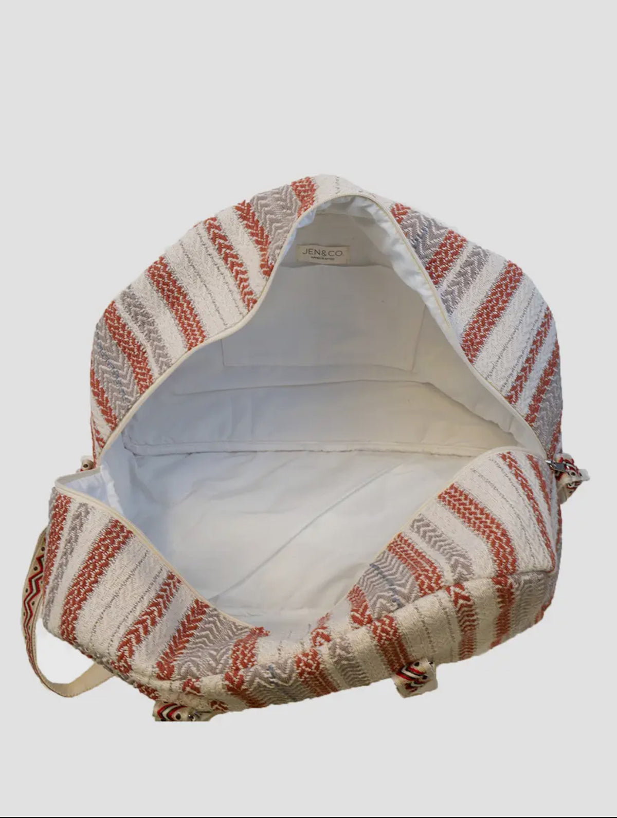 Jen & Co Burnt Orange and Grey Weekender/Duffle Bag