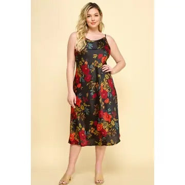 Sara Michelle floral satin slip midi dress