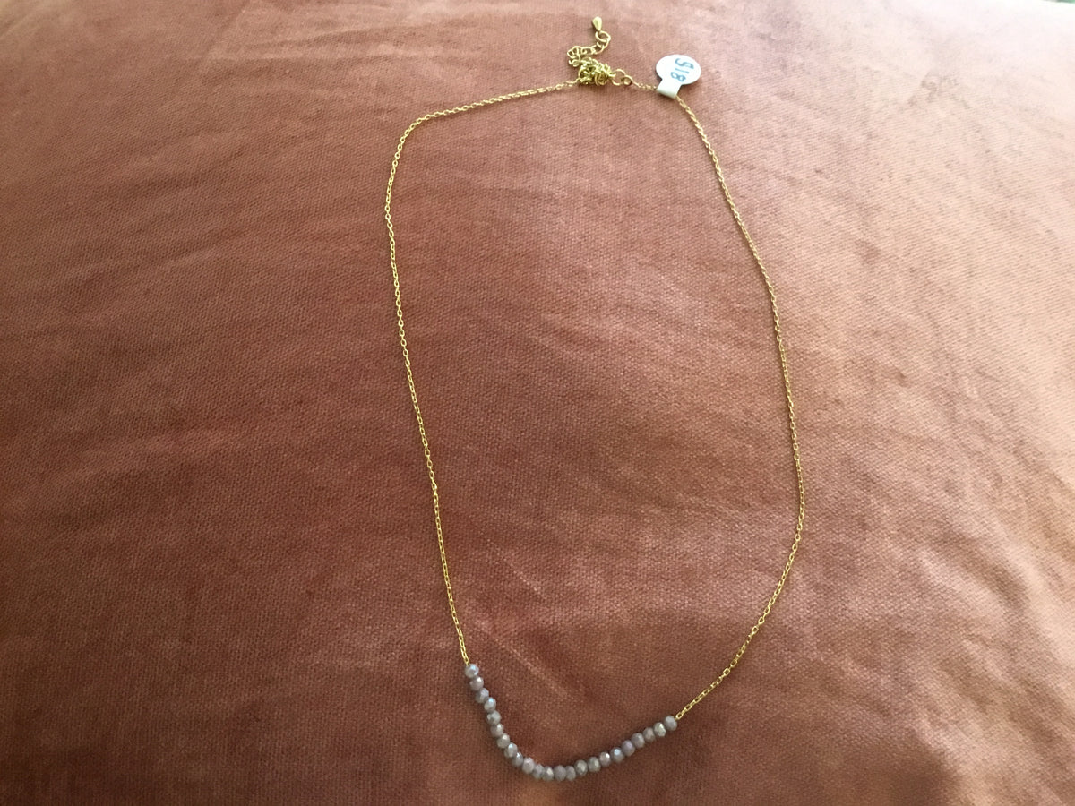 Splendid Iris Beaded Necklace Gold Chain