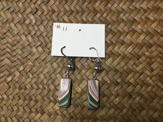 Geri Greene silver earring wood muticolor, silver beads