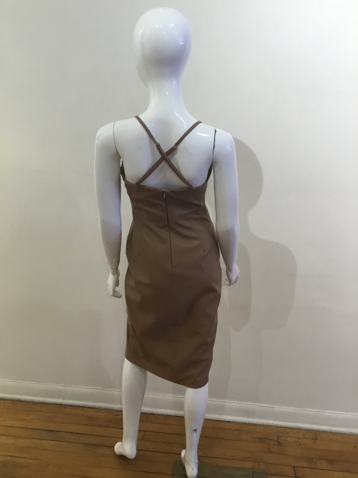 Fate camel midi pencil dress