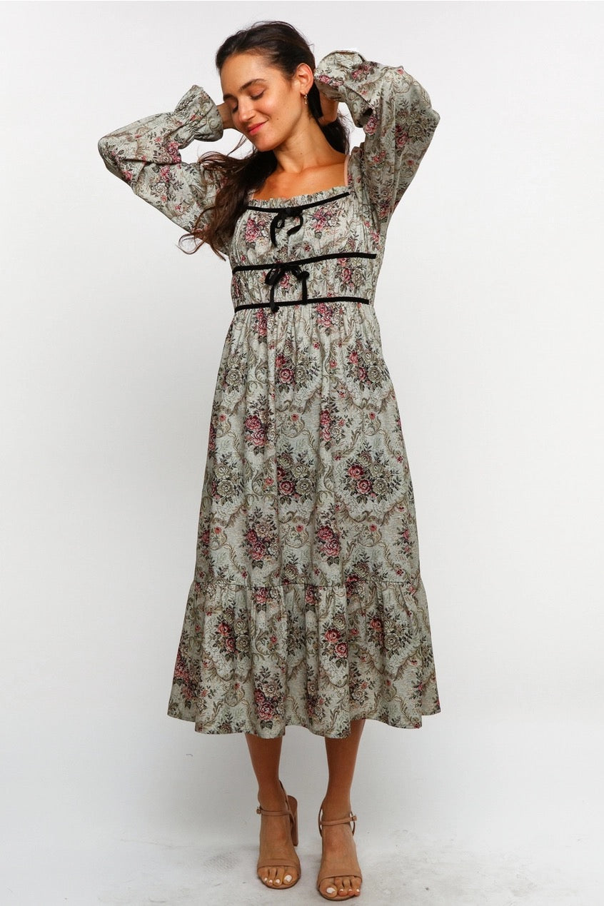 Kori America sage green floral dress