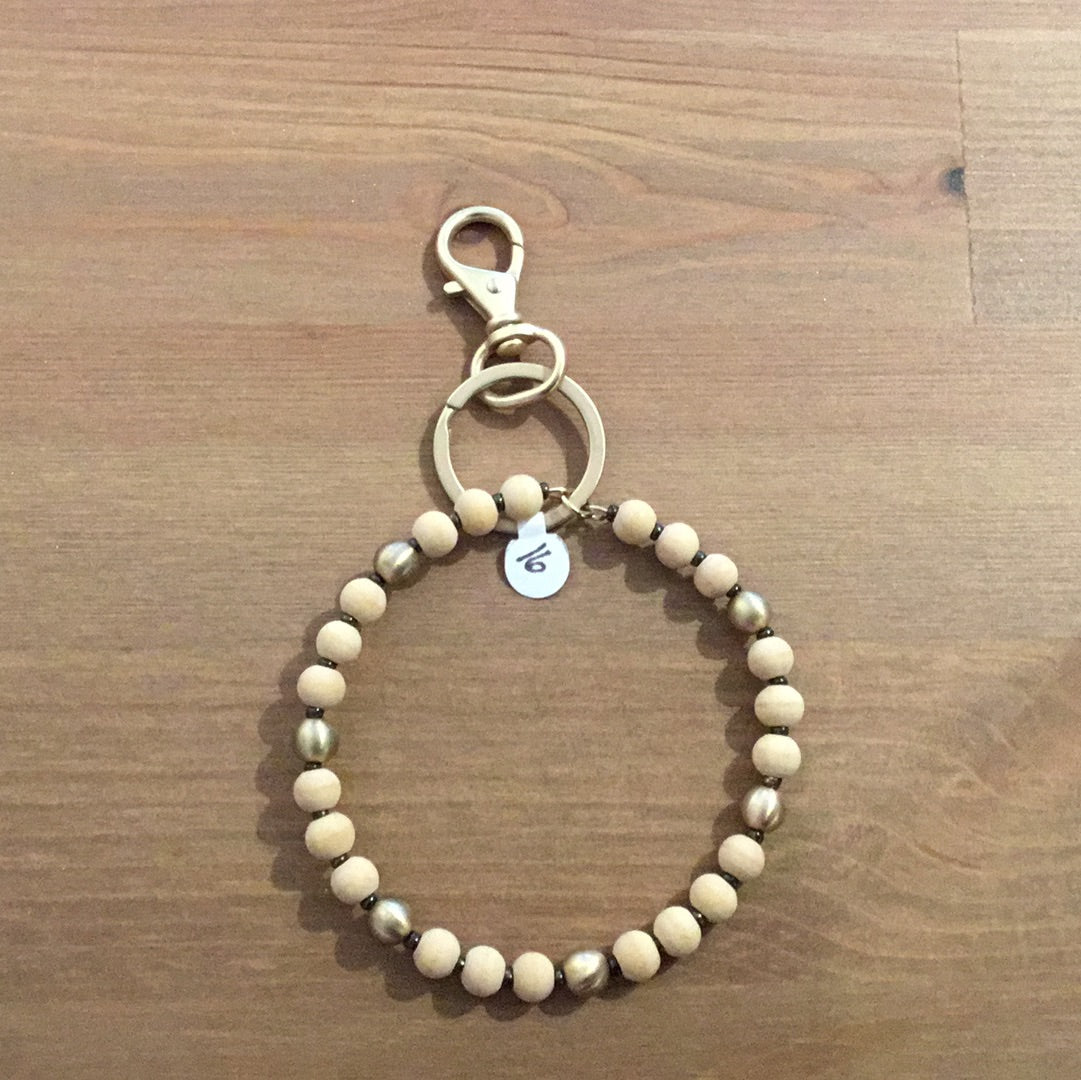 Wood and Gold Bangle Keychain