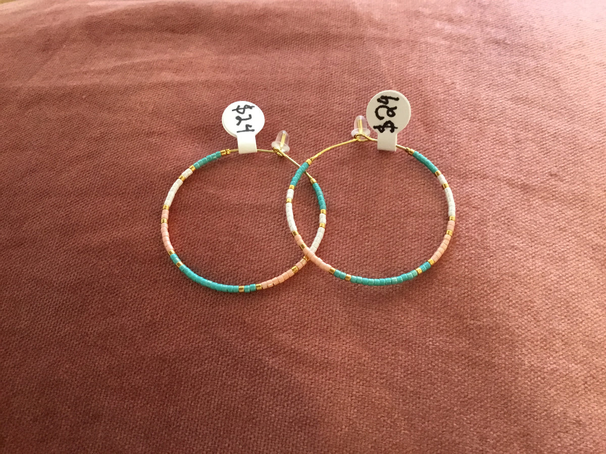 Splendid Iris Beaded Hoop Earrings