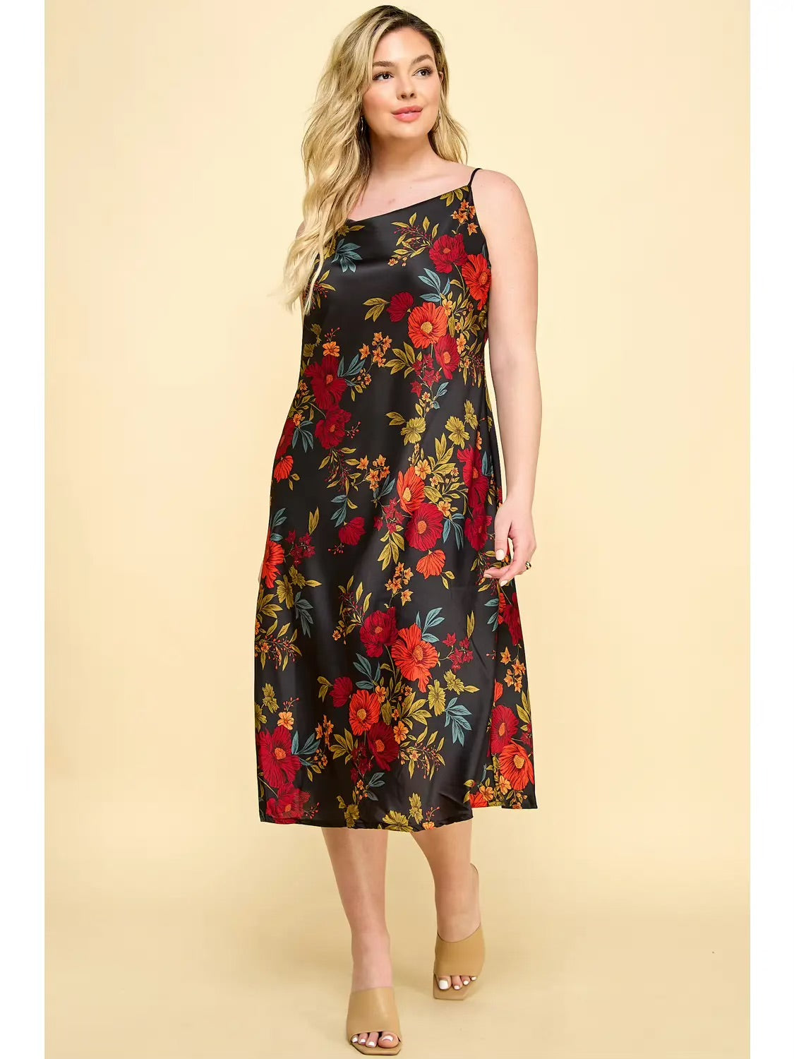 Sara Michelle floral satin slip midi dress