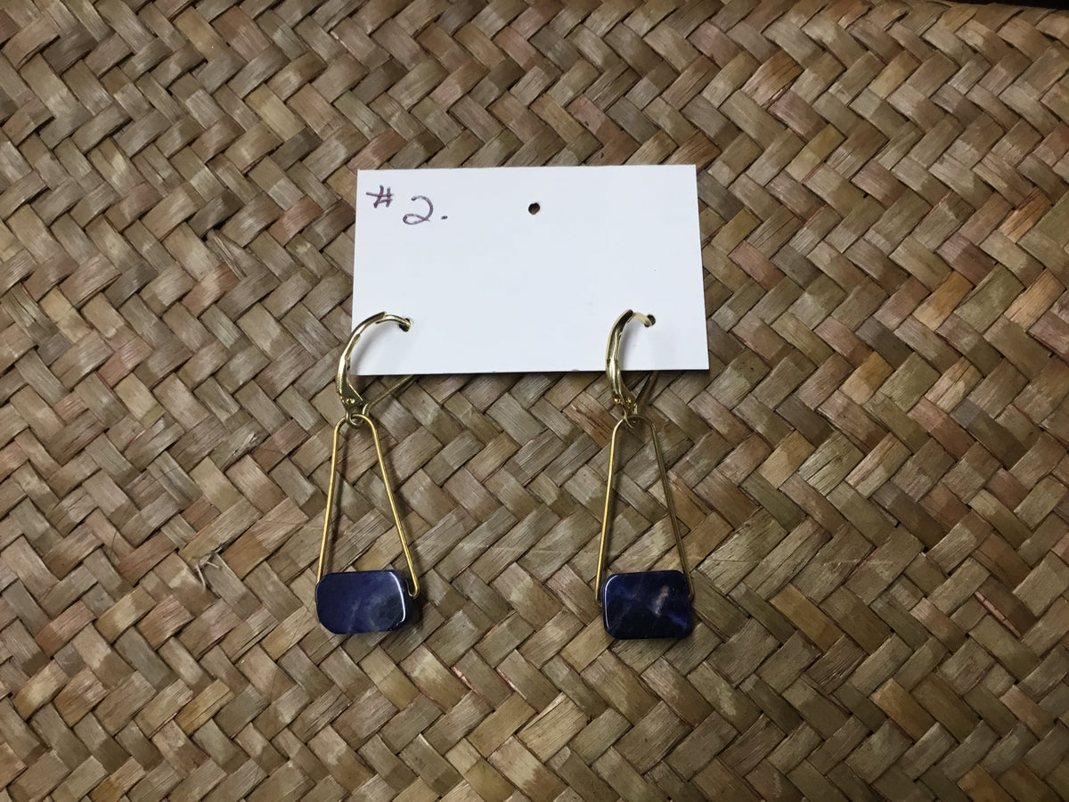Geri Greene gold earring blue stone