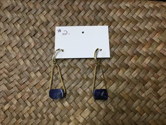 Geri Greene gold earring blue stone