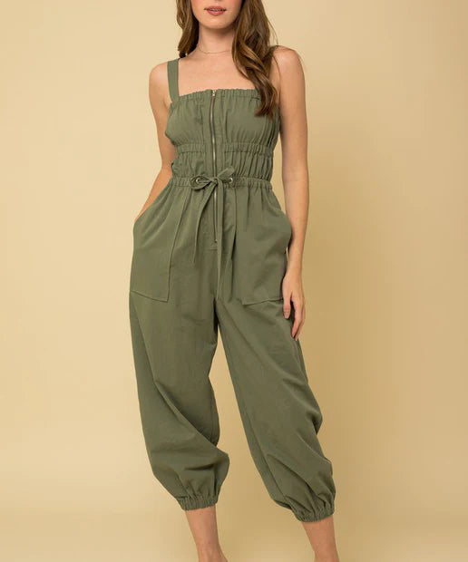Gilli Ruched Elastic Front Zipper suit