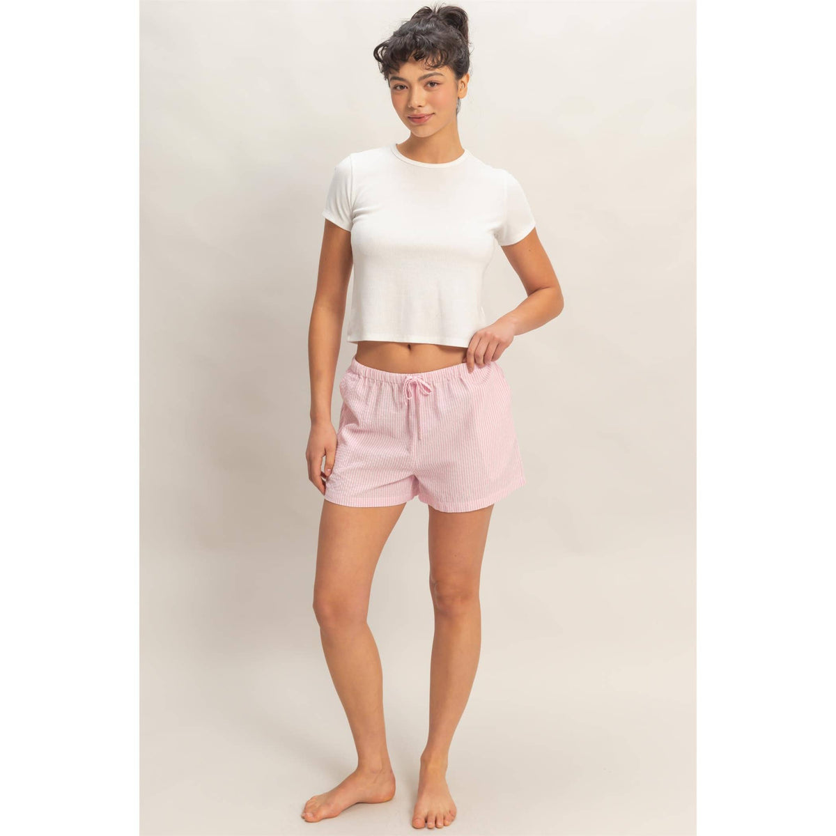 Striped Drawstring Waist Shorts