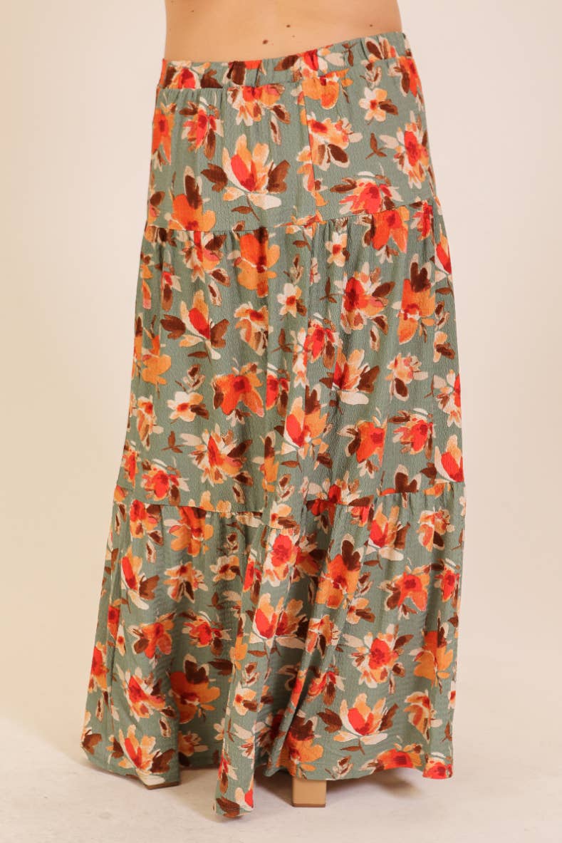 Plus Size Floral Maxi Skirt