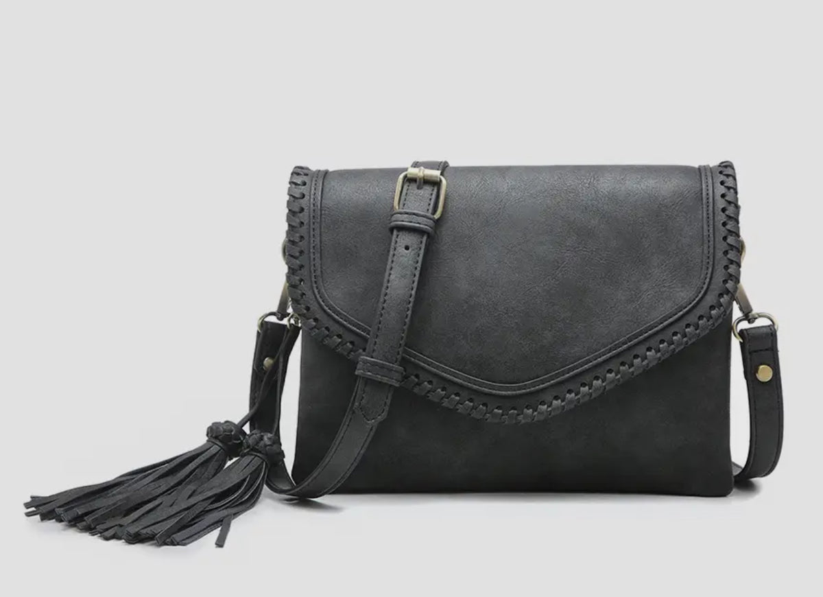 Jen & Co Crossbody Flap Over Purse in Charcoal Gray