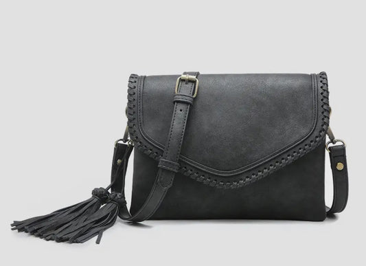 Jen & Co Crossbody Flap Over Purse in Charcoal Gray