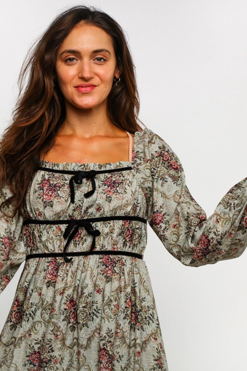 Kori America sage green floral dress