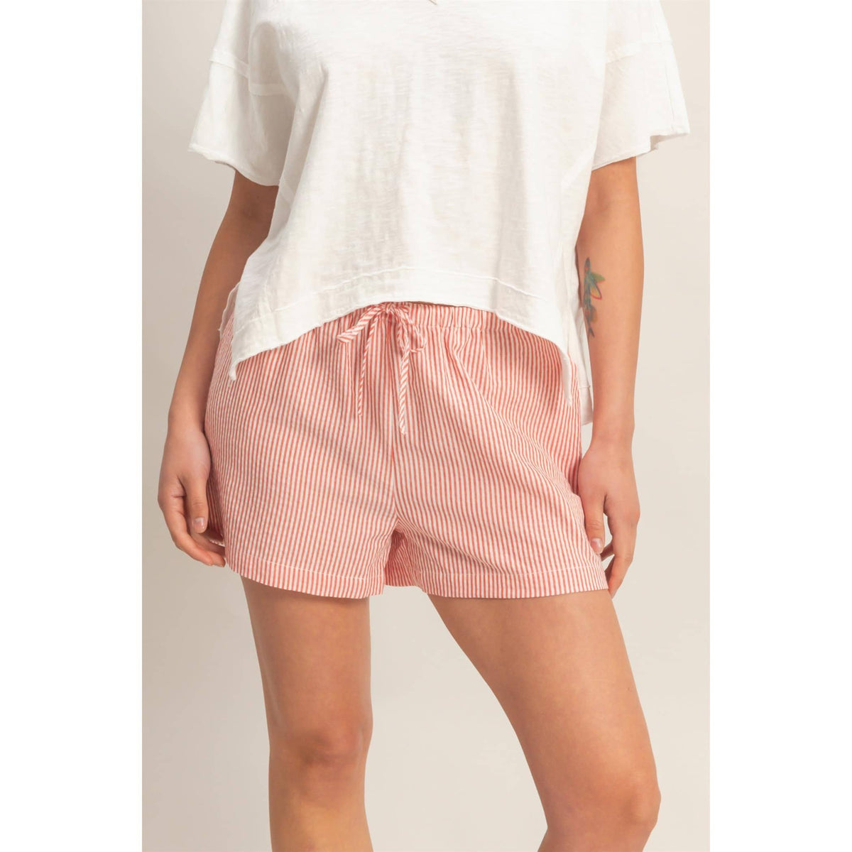 Striped Drawstring Waist Shorts