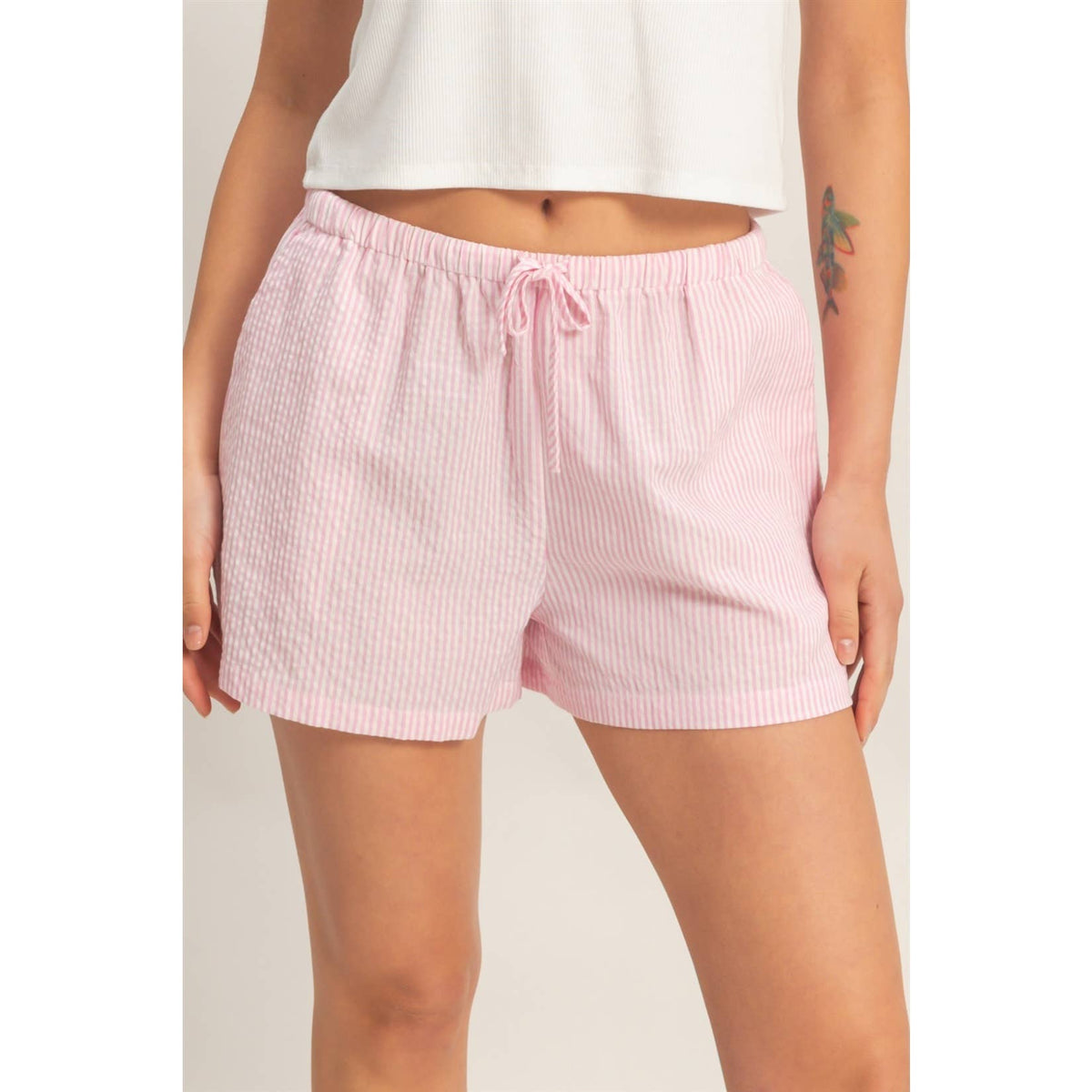Striped Drawstring Waist Shorts