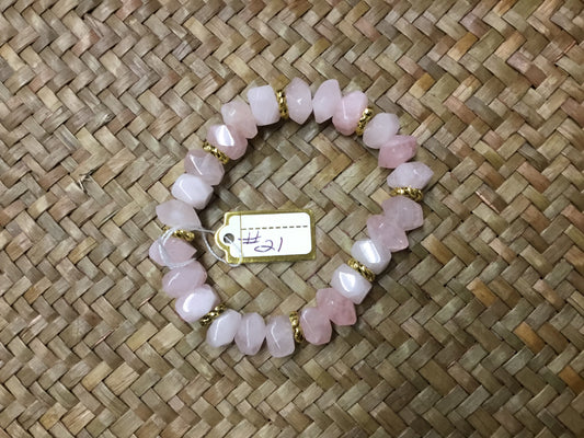 Geri Greene bracelet rose quartz gold bead