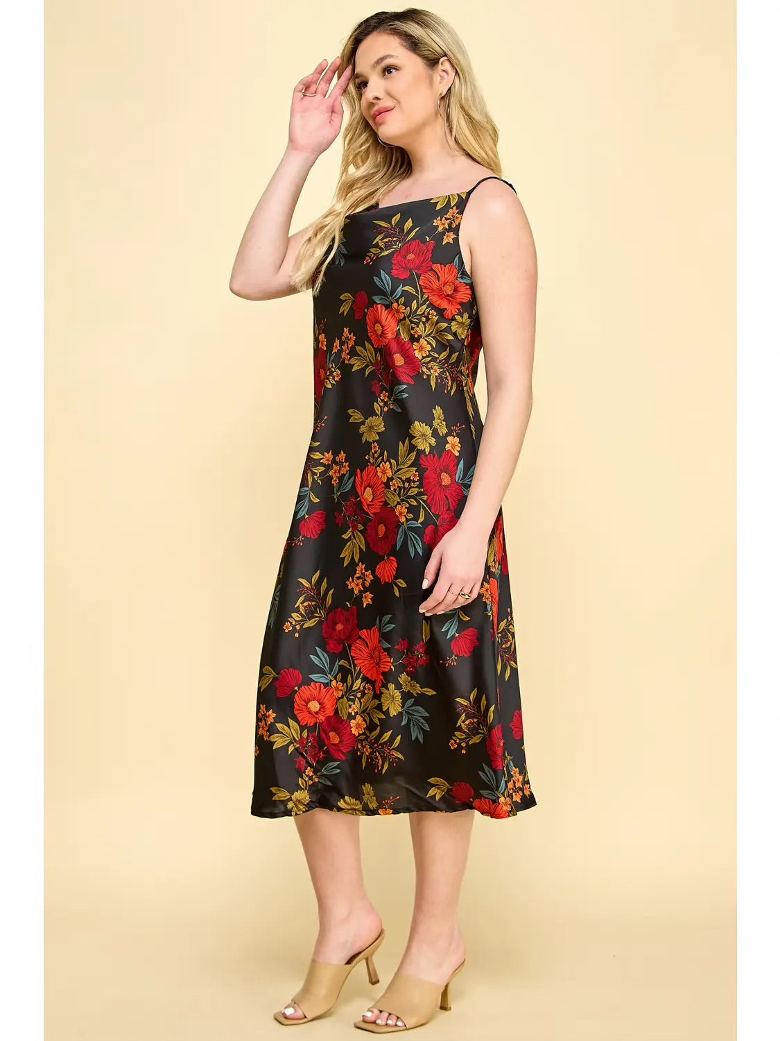 Sara Michelle floral satin slip midi dress