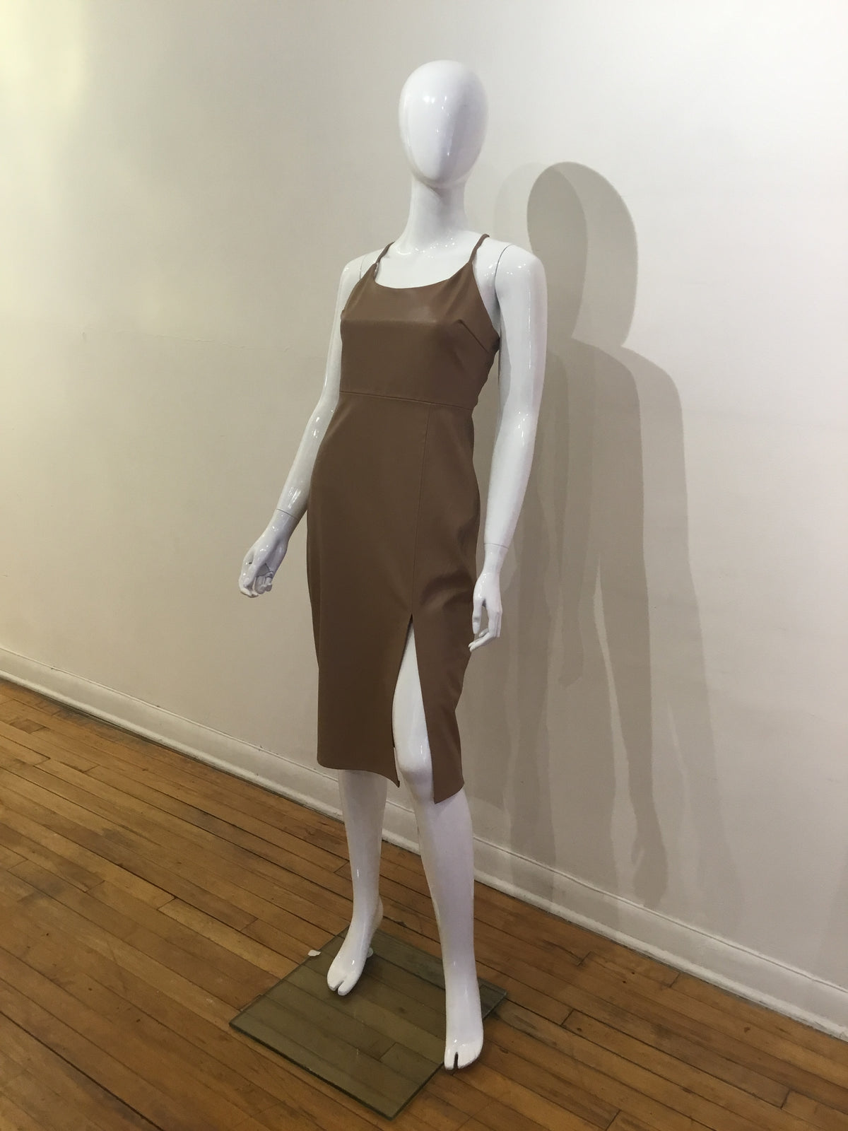 Fate camel midi pencil dress