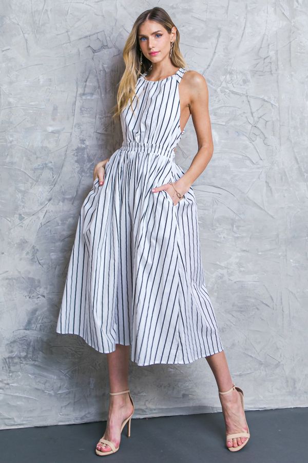 Flying Tomato striped poplin dress