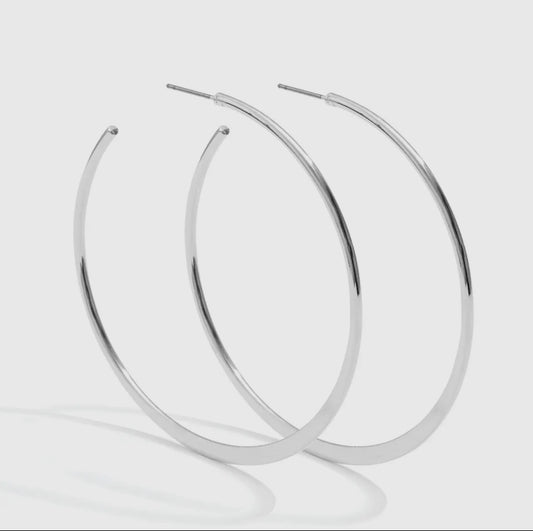 Splendid Iris Large Delicate Silver Hoops