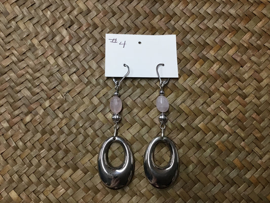 Geri Greene silver earring rose quarts stone