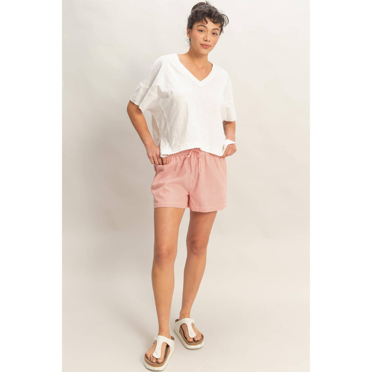 Striped Drawstring Waist Shorts