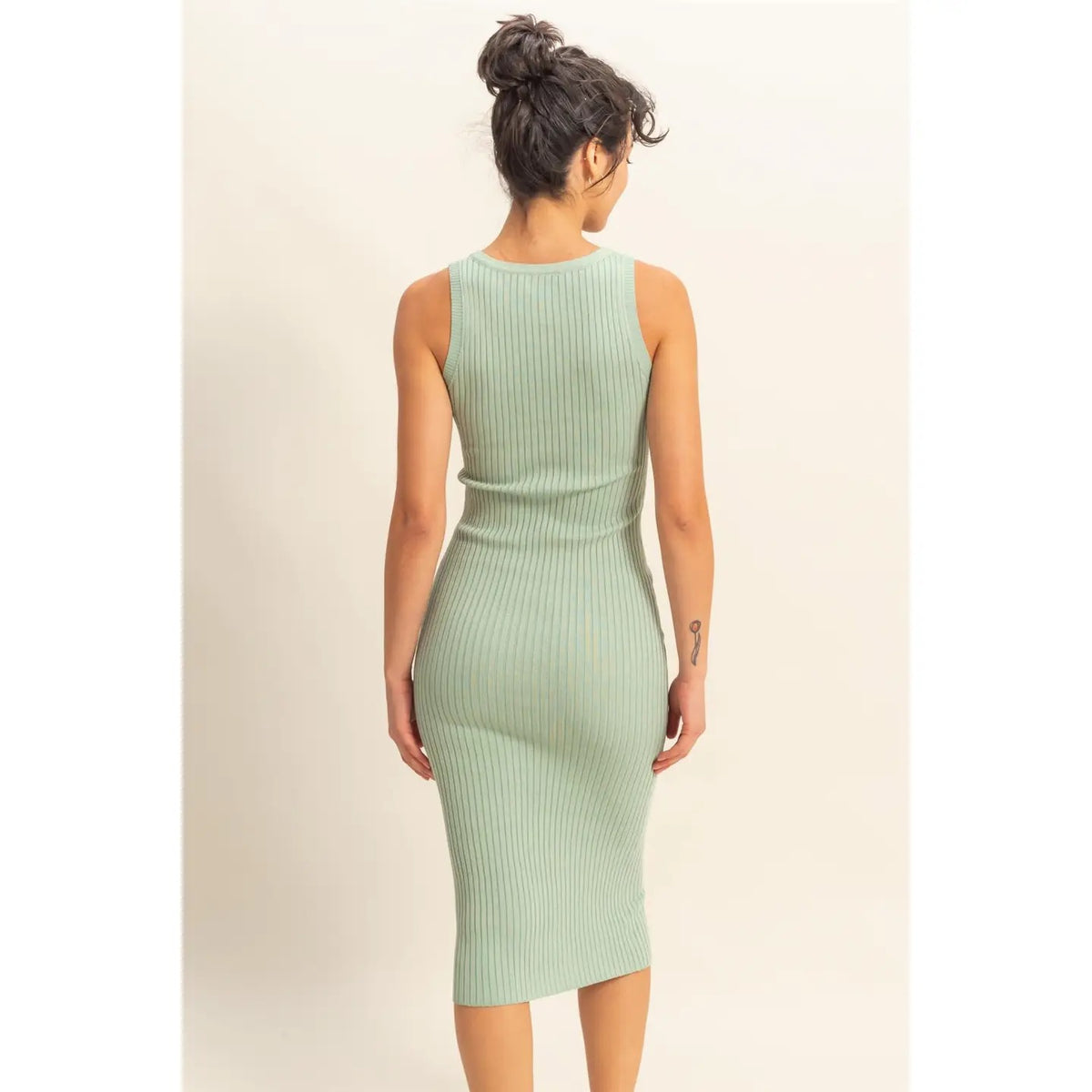 Double Zero Sage Tank Bodycon Midi Dress