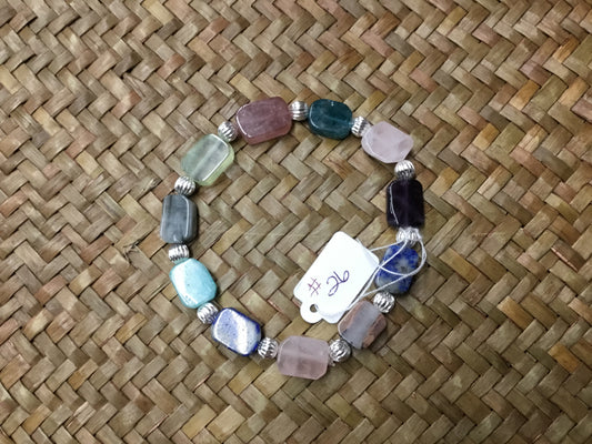 Geri Greene bracelet muticolor stone silver beads