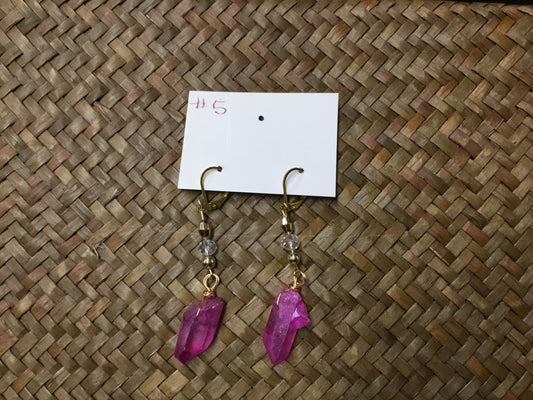 Geri Greene gold earring pink crystal
