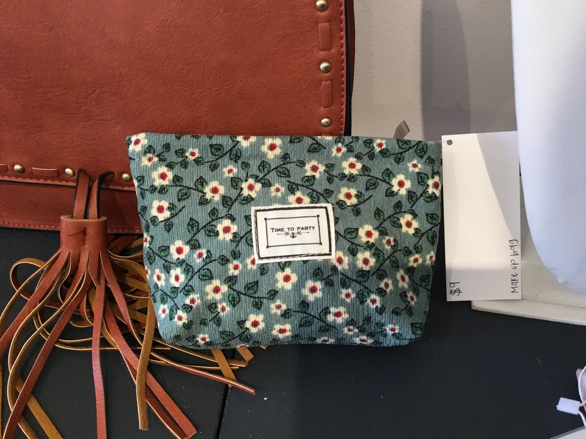 Mini Green Floral Make Up Bag